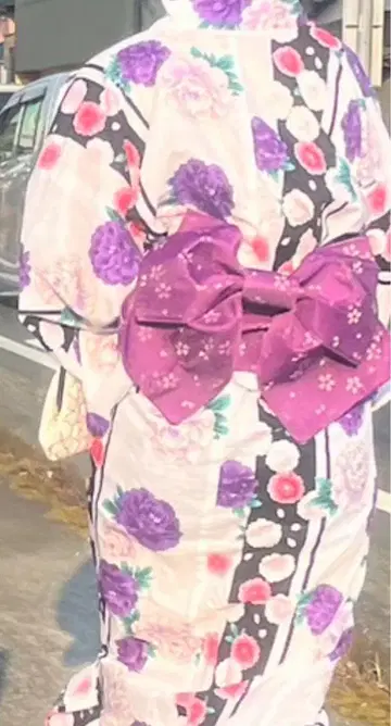 보라색 유카타 여성용 헤이세이 갸루