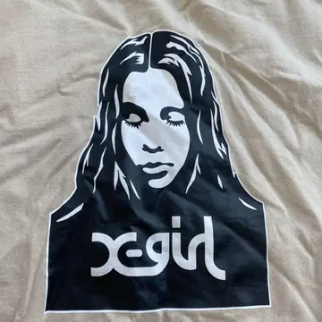 x-girl 엑스걸 티셔츠 걸 프린트 베이지 로고 M