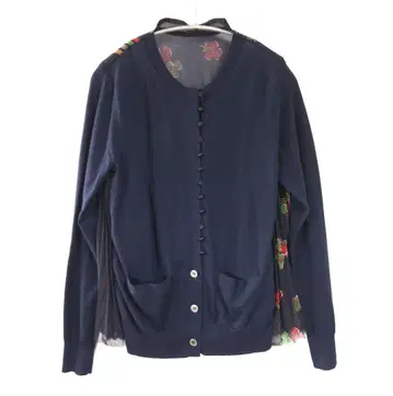 17aw 사카이 플리츠 니트 가디건 네이비