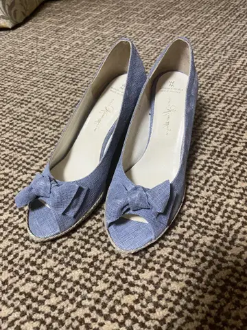 카네마츠 파란 리본 포함 웨지 힐 신발