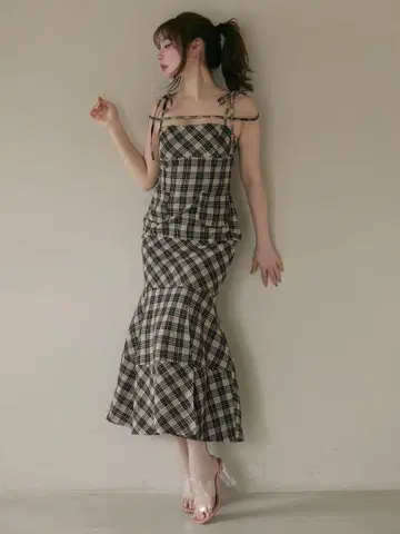 앤드 마리 andmary Cecily 체크 롱 드레스 'F'