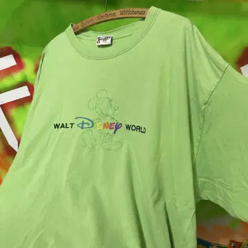 2XL USA제 90s 해외 디즈니 그린 구제 의류 티셔츠 disney
