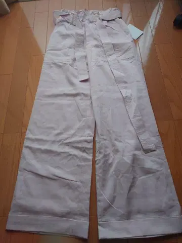 핑크 허리 리본 와이드 팬츠