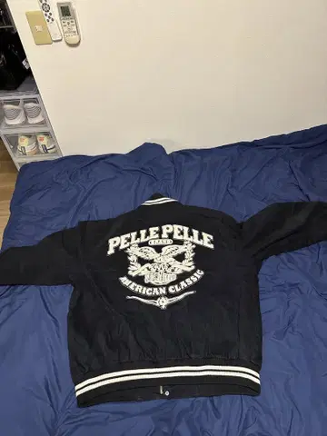 Pelle Pelle 블랙 바시티 자켓 3xl