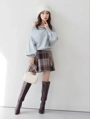 SNIDEL 로빙 체크 미니 스커트