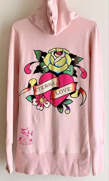 ED HARDY 에드 하디 핑크 집업 후드티 XS