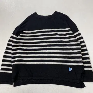 ORCIVAL 린넨 보더 와이드 썸머 니트 풀오버 블랙