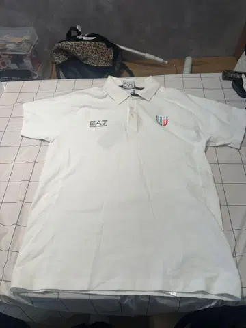 EA7 Emporio Armani 화이트 피케 셔츠
