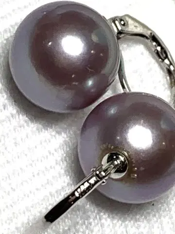 펄 그레이 k14WG 후프 귀걸이