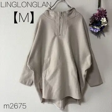하프 지퍼 후드티 풀오버 베이지 판초풍 루즈핏 [M]