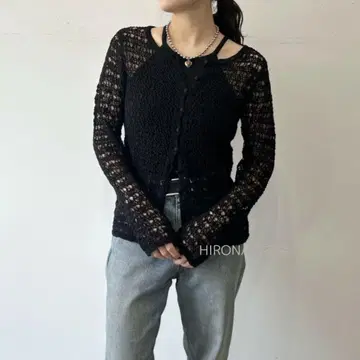 튜닉 가디건 2way 앞뒤 블랙 긴팔 가디건 블랙