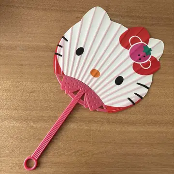 헤이세이 레트로 1995년 제작 키티 부채 딸기 산리오 레어 레어