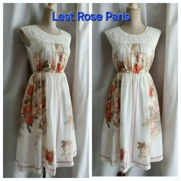 매우 새상품급 Rest Rose Paris 귀여운 장미 무늬 원피스