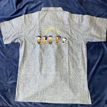 PEANUTS 피넛 셔츠 블라우스 반팔 스누피 자수 오픈 카라 반팔 9호