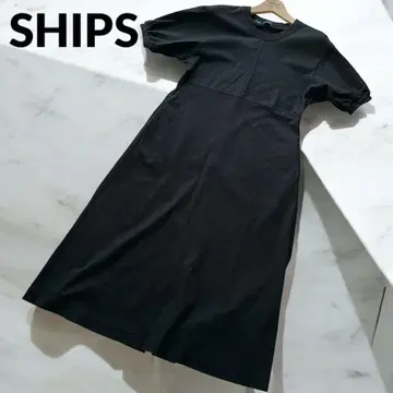 쉽스 SHIPS 퍼프 슬리브 롱 원피스 넉넉한 헤비 웨이트
