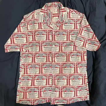 60s Budweiser Label Line 오픈 카라 셔츠