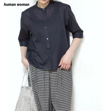 human woman 아키바론 스탠드 카라 블라우스 셔츠