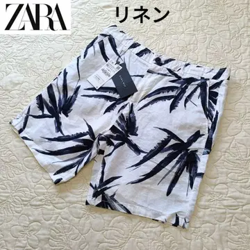 택 포함 새상품 ZARA 자라 하프 팬츠 숏 팬츠 린넨 화이트 W32