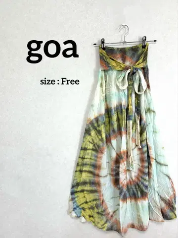 goa 타이다이 패턴 플레어 롱 스커트 튜브탑 스커트 2way