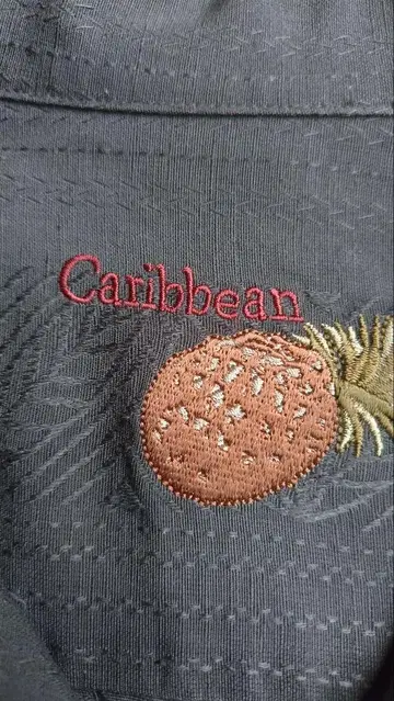 caribbean 90s 자수 로고 알로하 셔츠 레이온 린넨 혼방
