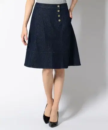 SONIA RYKIEL 라메 데님 토탈 플레어 스커트 38 스트레치