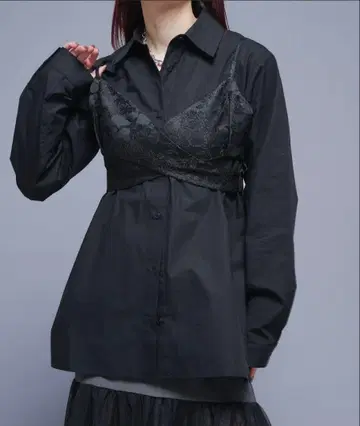 Ellno de Mavie 블랙 긴팔 셔츠 블라우스
