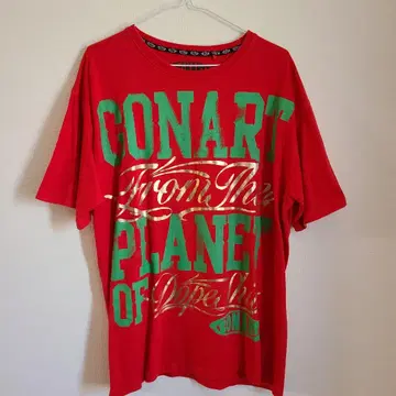레어 코나토 빅 프린트 티셔츠 CONART 빨간색 XL 빈티지