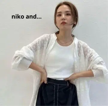 니코앤드 코튼 레이스 패치워크 셔츠 화이트 M 사이즈