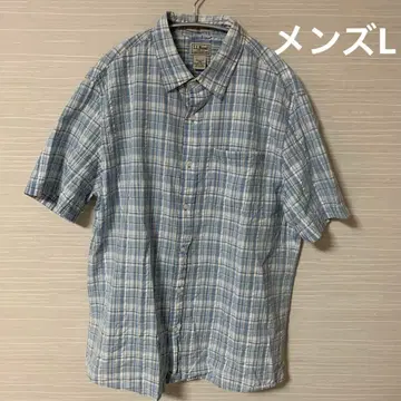 90s L.L.Bean 명작 시어서커 반팔 셔츠 남성용 L 청량감