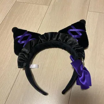 쿠로미 머리띠 할로윈 보라색 레이스 리본