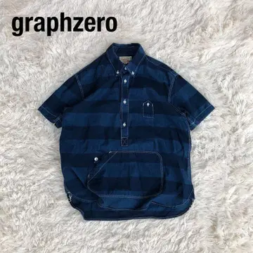Graphzero 그래프 제로 풀오버 셔츠 인디고 보더 네이비
