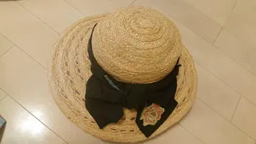 새상품 ca4la 리본 포함 밀짚모자 자수 디자인 라피아 햇