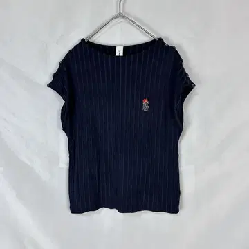 CARVEN 칼벤 숄더 버튼 프렌치 슬리브 리브 티셔츠