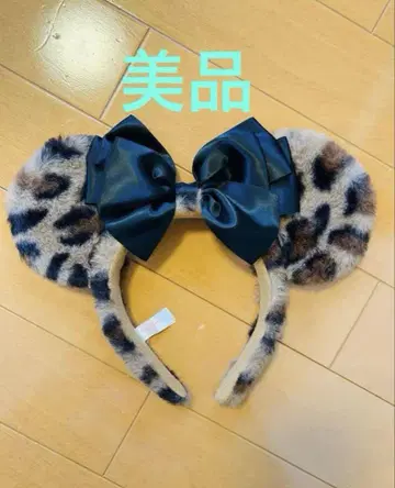 디즈니 머리띠 미니 레오파드 무늬 리본