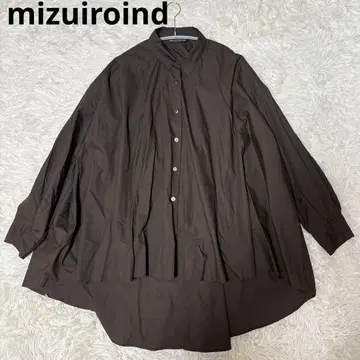 mizuiroind 미즈이로 인드 와이드 롱 셔츠 브라운 코튼