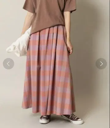 미사용 새상품 슬로브 이에나 실크 혼방 깅엄 체크 타프타 랜덤 턱 스커트