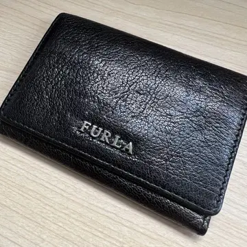 새상품급 훌라 천연 가죽 카드 케이스 명함지갑 블랙 FURLA