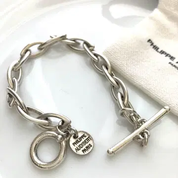 필립 오디베일 오벌 체인 팔찌 실버 컬러 수납 가방 포함