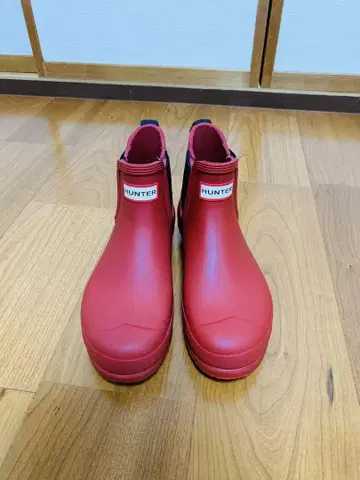 헌터 레드 숏 레인부츠