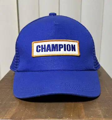 CHAMPION 메쉬 캡 파랑 빈티지 트래커 레어 기업 로고