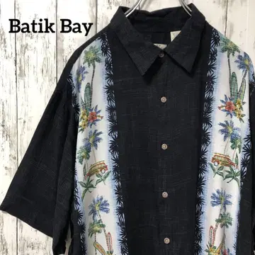 C2214 Batik Bay 알로하 셔츠 레이온 트로피컬 남국 블랙