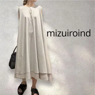 미즈이로 인드 mizuiro ind 더블 헴 플레어 원피스 그레이