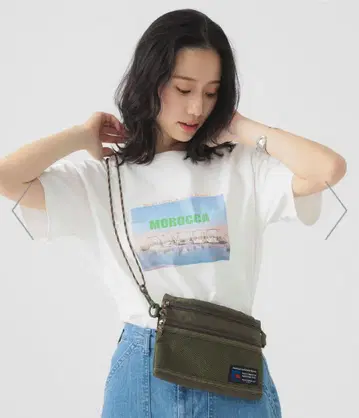 올리브 그린 사코슈 메쉬 포켓 부착
