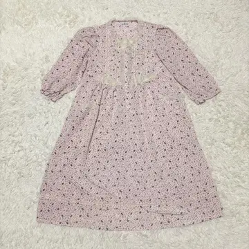 레어 레나운 꽃무늬 롱 원피스 꽃 모티브 레이스 자수 레트로