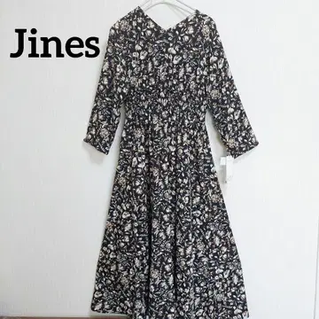 새상품 Jines 지네스 플라워 무늬 A 라인 롱 원피스 플라워 프린트