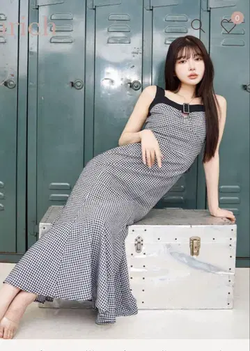 Darich 깅엄 머메이드 디자인 롱 원피스