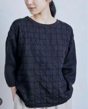 나카가와 마사시치 상점 격자 자수 린넨 티셔츠