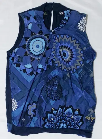 데시구알 Desigual 큐빅 패턴 파랑 상의