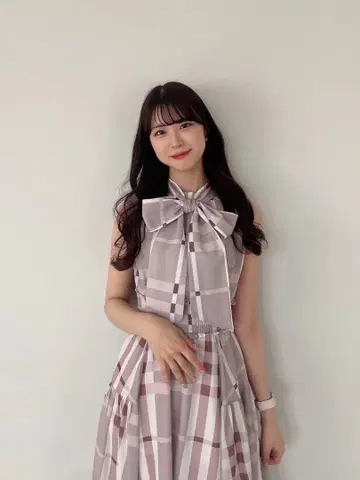 An MILLE 안미르 빅 체크 리본 OP