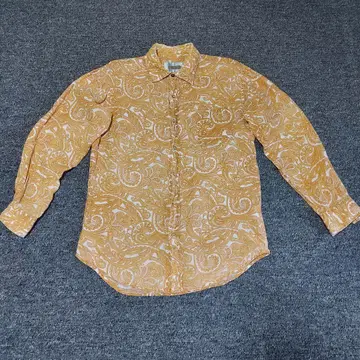 Givelife 린넨 셔츠 린넨 셔츠 긴팔 셔츠 페이즐리 올 패턴